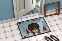 Load image into Gallery viewer, Winter Holiday Longhair Black and Tan Dachshund Doormat - 24x36 Decorative Floor Mat – Indoor/Outdoor Rug with Artistic Flair BB1709JMAT