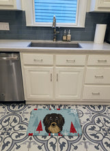 Load image into Gallery viewer, Winter Holiday Longhair Black and Tan Dachshund Machine Washable Memory Foam Mat BB1709RUG