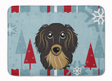 Load image into Gallery viewer, Winter Holiday Longhair Black and Tan Dachshund Machine Washable Memory Foam Mat BB1709RUG