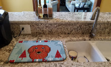 Load image into Gallery viewer, Winter Holiday Longhair Red Dachshund Dish Drying Mat – Absorbent, Artistic Kitchen Essentials BB1710DDM