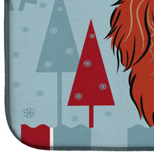 Load image into Gallery viewer, Winter Holiday Longhair Red Dachshund Dish Drying Mat – Absorbent, Artistic Kitchen Essentials BB1710DDM