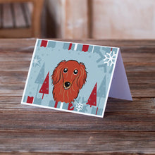 Load image into Gallery viewer, Winter Holiday Longhair Red Dachshund Greeting Cards -  Blank Note Cards – 8-Pack of Artist-Designed Cards with Envelopes