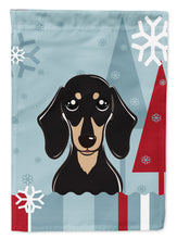 Load image into Gallery viewer, Winter Holiday Smooth Black and Tan Dachshund Garden Flag – Decorative Outdoor Yard Flag BB1711GF