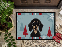 Load image into Gallery viewer, Winter Holiday Smooth Black and Tan Dachshund Doormat - 24x36 Decorative Floor Mat – Indoor/Outdoor Rug with Artistic Flair BB1711JMAT