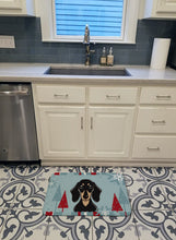 Load image into Gallery viewer, Winter Holiday Smooth Black and Tan Dachshund Machine Washable Memory Foam Mat BB1711RUG