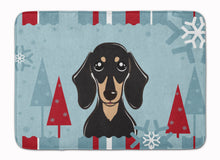 Load image into Gallery viewer, Winter Holiday Smooth Black and Tan Dachshund Machine Washable Memory Foam Mat BB1711RUG