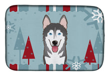 Load image into Gallery viewer, Winter Holiday Alaskan Malamute Dish Drying Mat – Absorbent, Artistic Kitchen Essentials BB1714DDM