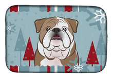 Load image into Gallery viewer, Winter Holiday English Bulldog  Dish Drying Mat – Absorbent, Artistic Kitchen Essentials BB1715DDM