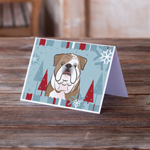Load image into Gallery viewer, Winter Holiday English Bulldog  Greeting Cards -  Blank Note Cards – 8-Pack of Artist-Designed Cards with Envelopes