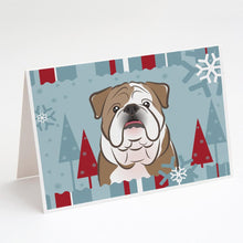 Load image into Gallery viewer, Winter Holiday English Bulldog  Greeting Cards -  Blank Note Cards – 8-Pack of Artist-Designed Cards with Envelopes