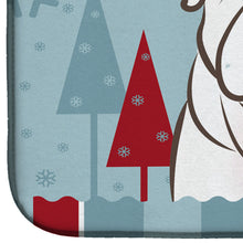 Load image into Gallery viewer, Winter Holiday White English Bulldog  Dish Drying Mat – Absorbent, Artistic Kitchen Essentials BB1716DDM