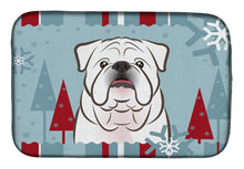 Load image into Gallery viewer, Winter Holiday White English Bulldog  Dish Drying Mat – Absorbent, Artistic Kitchen Essentials BB1716DDM