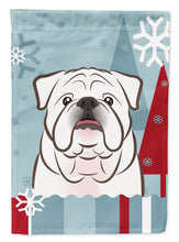 Load image into Gallery viewer, Winter Holiday White English Bulldog  Garden Flag – Decorative Outdoor Yard Flag BB1716GF