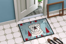 Load image into Gallery viewer, Winter Holiday White English Bulldog  Doormat - 24x36 Decorative Floor Mat – Indoor/Outdoor Rug with Artistic Flair BB1716JMAT