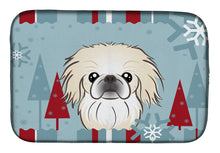 Load image into Gallery viewer, Winter Holiday Pekingese Dish Drying Mat – Absorbent, Artistic Kitchen Essentials BB1717DDM