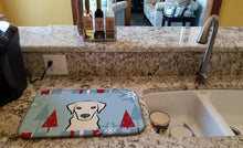 Load image into Gallery viewer, Winter Holiday Yellow Labrador Dish Drying Mat – Absorbent, Artistic Kitchen Essentials BB1718DDM