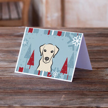 Load image into Gallery viewer, Winter Holiday Yellow Labrador Greeting Cards -  Blank Note Cards – 8-Pack of Artist-Designed Cards with Envelopes