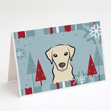 Load image into Gallery viewer, Winter Holiday Yellow Labrador Greeting Cards -  Blank Note Cards – 8-Pack of Artist-Designed Cards with Envelopes