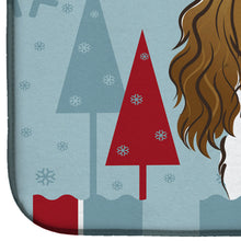 Load image into Gallery viewer, Winter Holiday Cavalier Spaniel Dish Drying Mat – Absorbent, Artistic Kitchen Essentials BB1720DDM