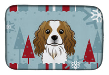 Load image into Gallery viewer, Winter Holiday Cavalier Spaniel Dish Drying Mat – Absorbent, Artistic Kitchen Essentials BB1720DDM