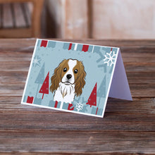 Load image into Gallery viewer, Winter Holiday Cavalier Spaniel Greeting Cards -  Blank Note Cards – 8-Pack of Artist-Designed Cards with Envelopes