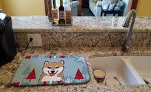 Load image into Gallery viewer, Winter Holiday Shiba Inu Dish Drying Mat – Absorbent, Artistic Kitchen Essentials BB1721DDM
