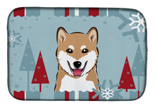 Load image into Gallery viewer, Winter Holiday Shiba Inu Dish Drying Mat – Absorbent, Artistic Kitchen Essentials BB1721DDM