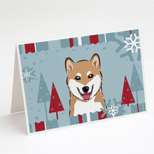 Load image into Gallery viewer, Winter Holiday Shiba Inu Greeting Cards -  Blank Note Cards – 8-Pack of Artist-Designed Cards with Envelopes