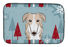 Load image into Gallery viewer, Winter Holiday Borzoi Dish Drying Mat – Absorbent, Artistic Kitchen Essentials BB1724DDM