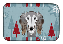 Load image into Gallery viewer, Winter Holiday Saluki Dish Drying Mat – Absorbent, Artistic Kitchen Essentials BB1725DDM