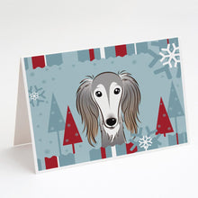 Load image into Gallery viewer, Winter Holiday Saluki Greeting Cards -  Blank Note Cards – 8-Pack of Artist-Designed Cards with Envelopes