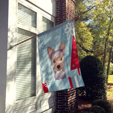 Load image into Gallery viewer, Winter Holiday Yorkie Puppy Flag Canvas House Size BB1728CHF