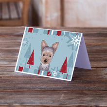 Load image into Gallery viewer, Winter Holiday Yorkie Puppy Greeting Cards -  Blank Note Cards – 8-Pack of Artist-Designed Cards with Envelopes