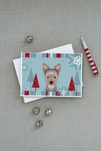 Load image into Gallery viewer, Winter Holiday Yorkie Puppy Greeting Cards -  Blank Note Cards – 8-Pack of Artist-Designed Cards with Envelopes