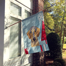 Load image into Gallery viewer, Winter Holiday Wirehaired Dachshund Flag Canvas House Size BB1729CHF