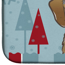 Load image into Gallery viewer, Winter Holiday Wirehaired Dachshund Dish Drying Mat – Absorbent, Artistic Kitchen Essentials BB1729DDM