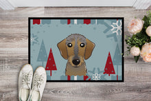 Load image into Gallery viewer, Winter Holiday Wirehaired Dachshund Doormat - 24x36 Decorative Floor Mat – Indoor/Outdoor Rug with Artistic Flair BB1729JMAT
