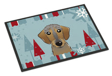 Load image into Gallery viewer, Winter Holiday Wirehaired Dachshund Doormat - 24x36 Decorative Floor Mat – Indoor/Outdoor Rug with Artistic Flair BB1729JMAT