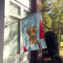 Load image into Gallery viewer, Winter Holiday Chocolate Labrador Flag Canvas House Size BB1730CHF