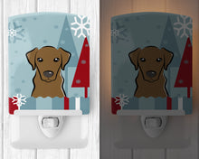 Load image into Gallery viewer, Winter Holiday Chocolate Labrador Ceramic Night Light BB1730CNL