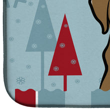Load image into Gallery viewer, Winter Holiday Chocolate Labrador Dish Drying Mat – Absorbent, Artistic Kitchen Essentials BB1730DDM