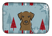 Load image into Gallery viewer, Winter Holiday Chocolate Labrador Dish Drying Mat – Absorbent, Artistic Kitchen Essentials BB1730DDM