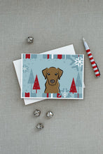 Load image into Gallery viewer, Winter Holiday Chocolate Labrador Greeting Cards -  Blank Note Cards – 8-Pack of Artist-Designed Cards with Envelopes
