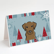 Load image into Gallery viewer, Winter Holiday Chocolate Labrador Greeting Cards -  Blank Note Cards – 8-Pack of Artist-Designed Cards with Envelopes