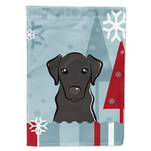 Load image into Gallery viewer, Winter Holiday Black Labrador Flag Canvas House Size BB1731CHF