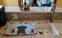 Load image into Gallery viewer, Winter Holiday Black Labrador Dish Drying Mat – Absorbent, Artistic Kitchen Essentials BB1731DDM