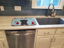 Load image into Gallery viewer, Winter Holiday Black Labrador Dish Drying Mat – Absorbent, Artistic Kitchen Essentials BB1731DDM