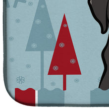 Load image into Gallery viewer, Winter Holiday Black Labrador Dish Drying Mat – Absorbent, Artistic Kitchen Essentials BB1731DDM