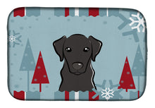 Load image into Gallery viewer, Winter Holiday Black Labrador Dish Drying Mat – Absorbent, Artistic Kitchen Essentials BB1731DDM