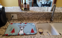 Load image into Gallery viewer, Winter Holiday Italian Greyhound Dish Drying Mat – Absorbent, Artistic Kitchen Essentials BB1732DDM